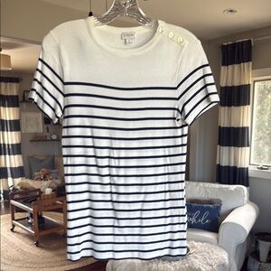 J.Crew White and Navy Striped T-Shirt